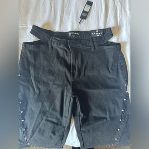 NWT Cutout black flare jeans with stud detail